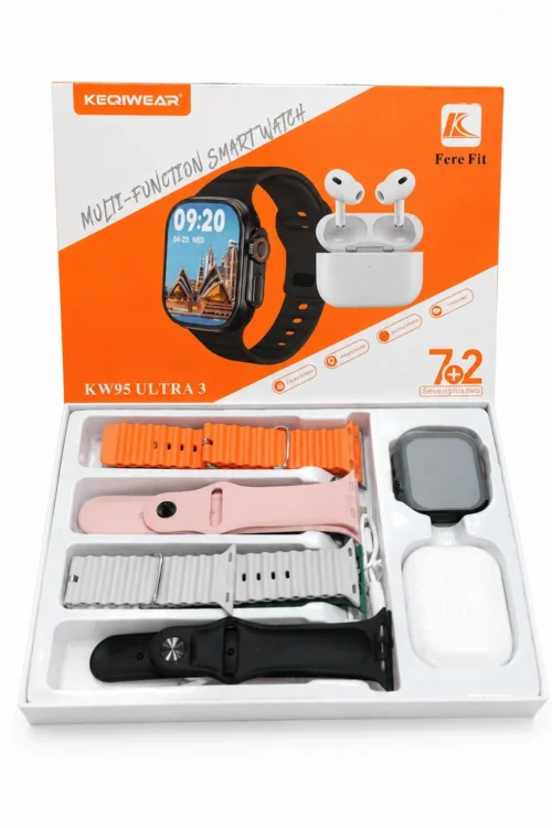 ساعت هوشمند KW95 Ultra 3 با 7 بند متنوع و ایرپاد بیسیم